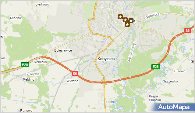 mapa Kobylnica powiat słupski, Kobylnica powiat słupski na mapie Targeo