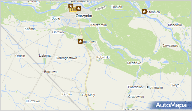 mapa Kobylniki gmina Obrzycko, Kobylniki gmina Obrzycko na mapie Targeo