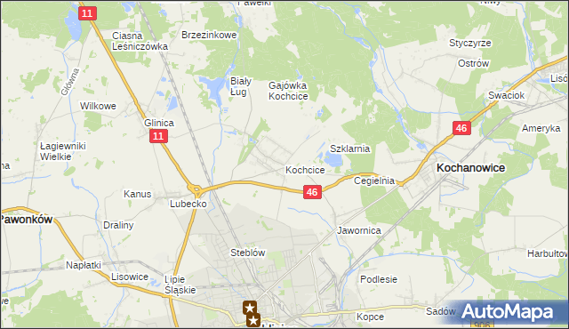 mapa Kochcice, Kochcice na mapie Targeo