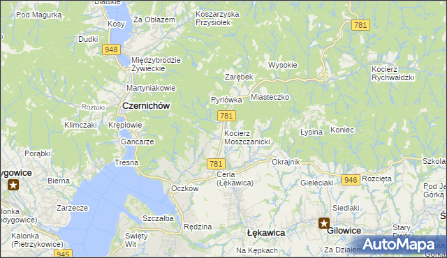 mapa Kocierz Moszczanicki, Kocierz Moszczanicki na mapie Targeo