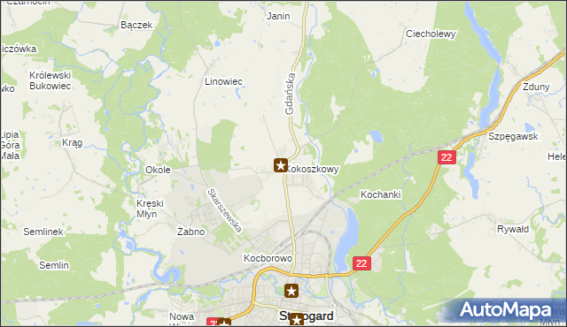 mapa Kokoszkowy, Kokoszkowy na mapie Targeo