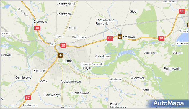 mapa Kolankowo gmina Lipno, Kolankowo gmina Lipno na mapie Targeo