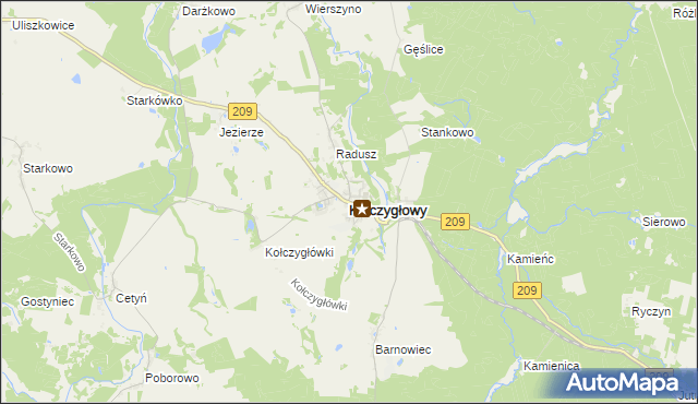 mapa Kołczygłowy, Kołczygłowy na mapie Targeo