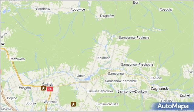 mapa Kołomań, Kołomań na mapie Targeo
