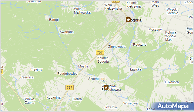 mapa Kolonia Bogoria, Kolonia Bogoria na mapie Targeo