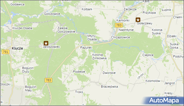 mapa Kolonia Zimkówka, Kolonia Zimkówka na mapie Targeo