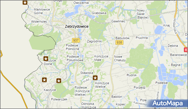 mapa Kończyce Małe, Kończyce Małe na mapie Targeo