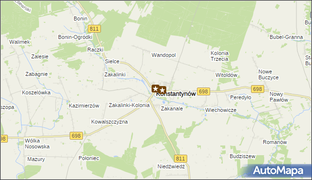 mapa Konstantynów powiat bialski, Konstantynów powiat bialski na mapie Targeo