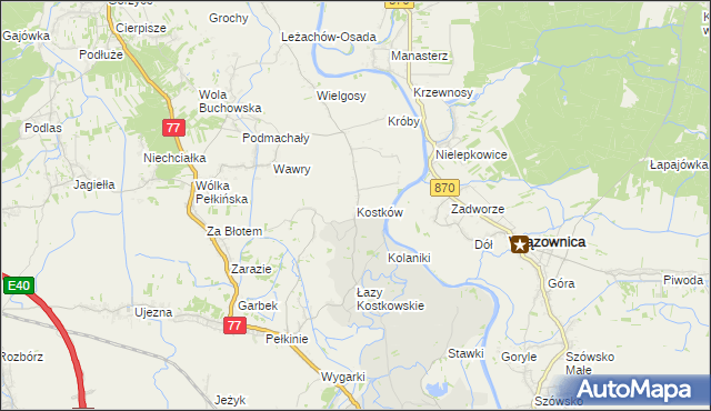 mapa Kostków, Kostków na mapie Targeo