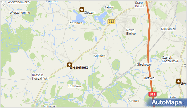 mapa Kotłowo gmina Biesiekierz, Kotłowo gmina Biesiekierz na mapie Targeo
