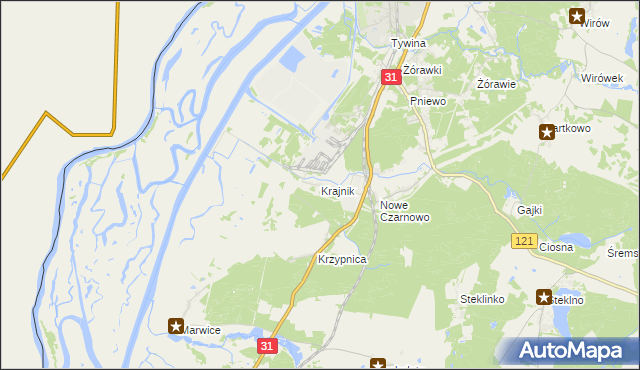 mapa Krajnik, Krajnik na mapie Targeo