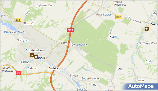 mapa Kraśnik powiat kraśnicki, Kraśnik powiat kraśnicki na mapie Targeo