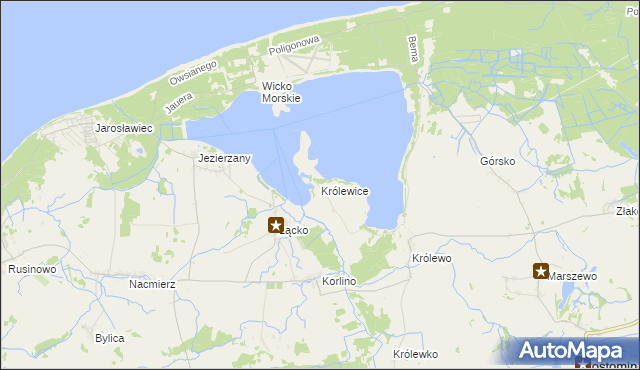 mapa Królewice gmina Postomino, Królewice gmina Postomino na mapie Targeo