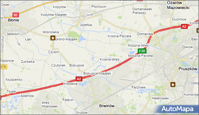 mapa Krosna-Wieś, Krosna-Wieś na mapie Targeo