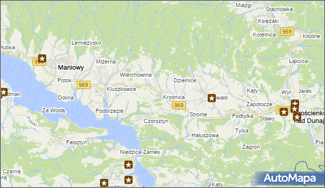 mapa Krośnica gmina Krościenko nad Dunajcem, Krośnica gmina Krościenko nad Dunajcem na mapie Targeo