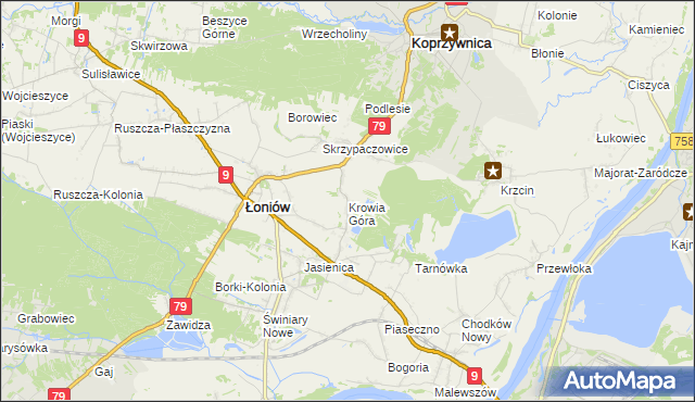 mapa Krowia Góra, Krowia Góra na mapie Targeo