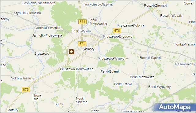 mapa Kruszewo-Wypychy, Kruszewo-Wypychy na mapie Targeo