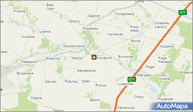 mapa Krzcięcice, Krzcięcice na mapie Targeo