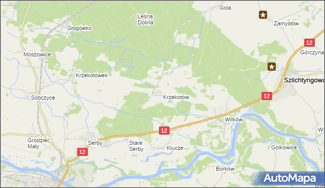 mapa Krzekotów, Krzekotów na mapie Targeo
