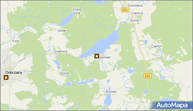 mapa Krzemień gmina Dobrzany, Krzemień gmina Dobrzany na mapie Targeo