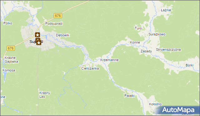 mapa Krzemienne, Krzemienne na mapie Targeo