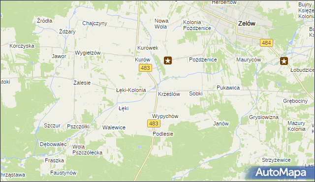 mapa Krześlów, Krześlów na mapie Targeo