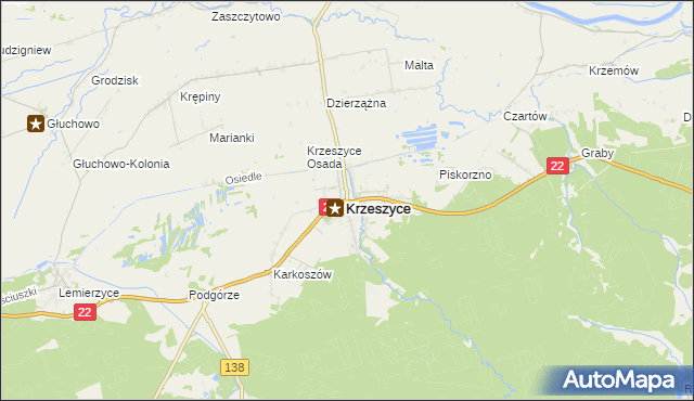 mapa Krzeszyce, Krzeszyce na mapie Targeo