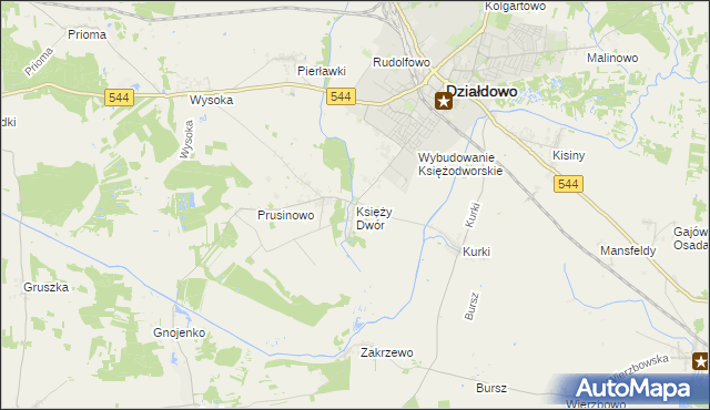 mapa Księży Dwór, Księży Dwór na mapie Targeo