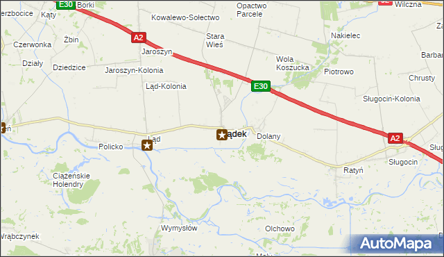 mapa Lądek powiat słupecki, Lądek powiat słupecki na mapie Targeo