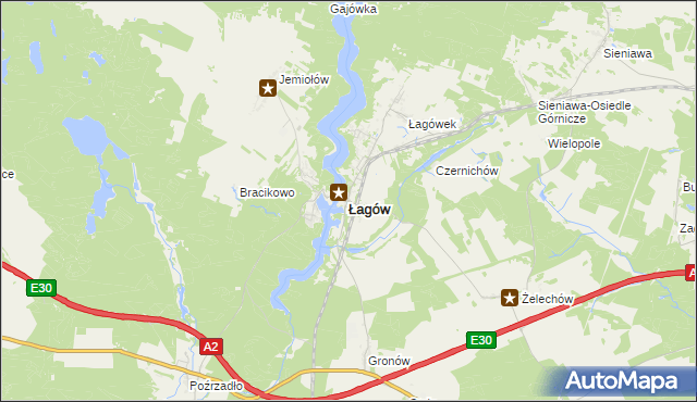 mapa Łagów powiat świebodziński, Łagów powiat świebodziński na mapie Targeo