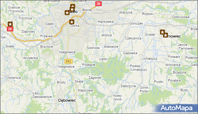mapa Łaski gmina Jasło, Łaski gmina Jasło na mapie Targeo