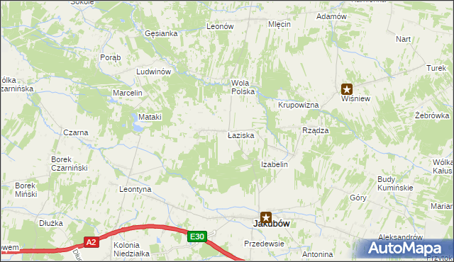 mapa Łaziska gmina Jakubów, Łaziska gmina Jakubów na mapie Targeo