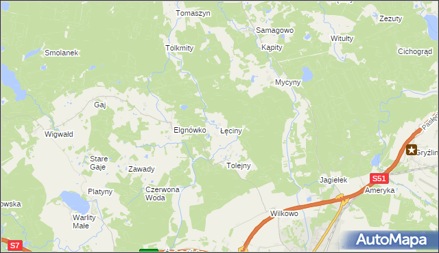 mapa Łęciny, Łęciny na mapie Targeo