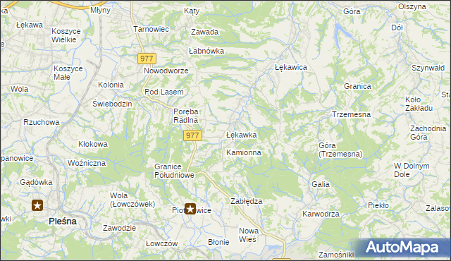 mapa Łękawka, Łękawka na mapie Targeo