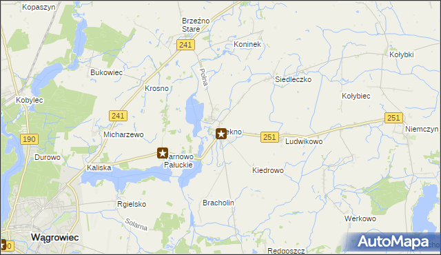 mapa Łekno gmina Wągrowiec, Łekno gmina Wągrowiec na mapie Targeo