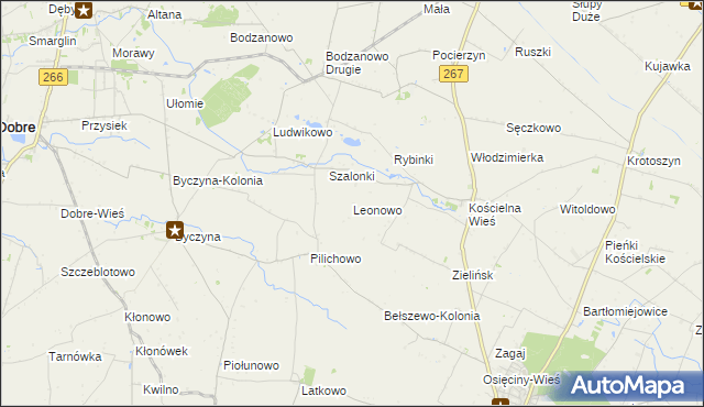 mapa Leonowo gmina Osięciny, Leonowo gmina Osięciny na mapie Targeo