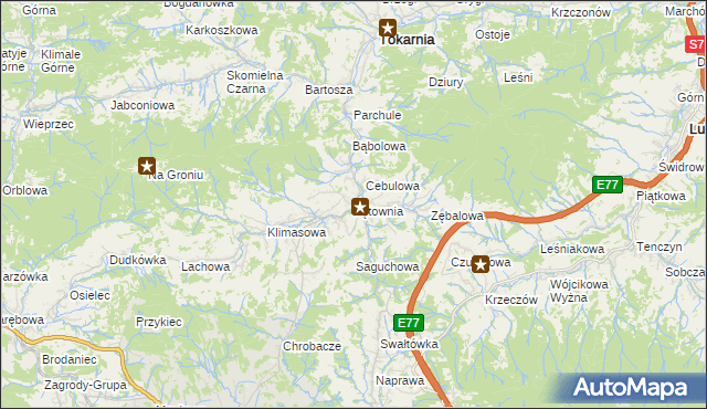 mapa Łętownia gmina Jordanów, Łętownia gmina Jordanów na mapie Targeo