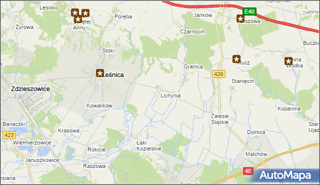 mapa Lichynia, Lichynia na mapie Targeo