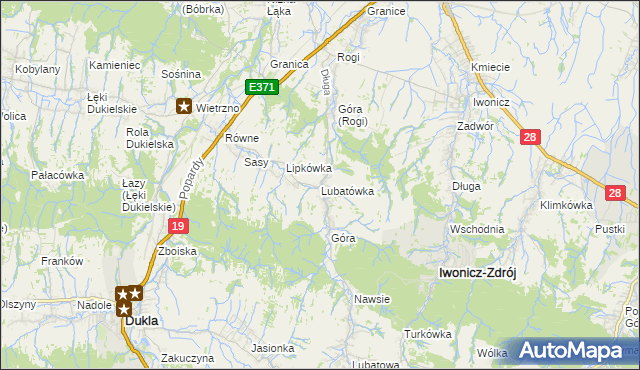 mapa Lubatówka, Lubatówka na mapie Targeo