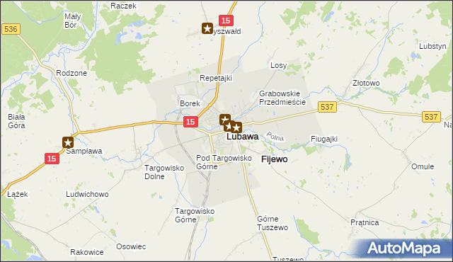 mapa Lubawa, Lubawa na mapie Targeo