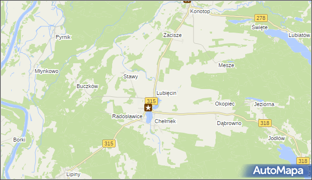 mapa Lubięcin, Lubięcin na mapie Targeo