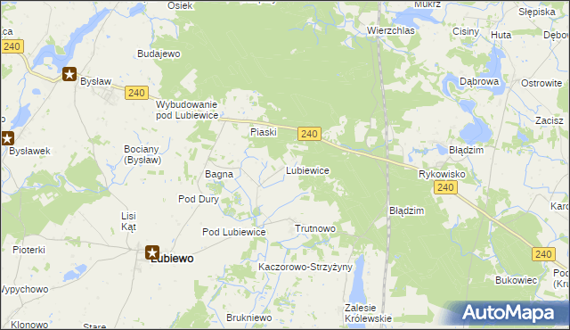 mapa Lubiewice gmina Lubiewo, Lubiewice gmina Lubiewo na mapie Targeo