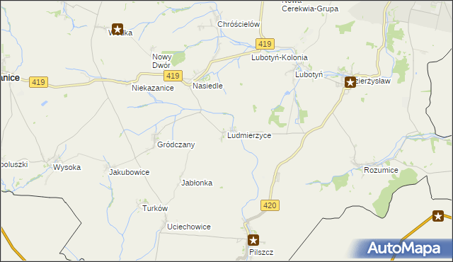 mapa Ludmierzyce, Ludmierzyce na mapie Targeo