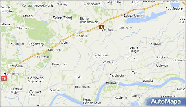mapa Ludwinów gmina Solec-Zdrój, Ludwinów gmina Solec-Zdrój na mapie Targeo