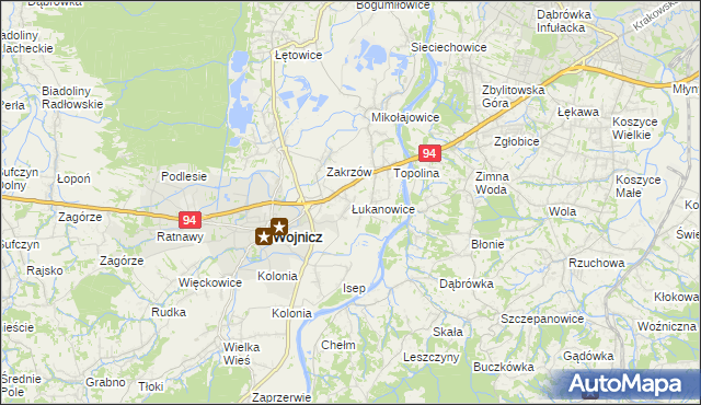 mapa Łukanowice, Łukanowice na mapie Targeo