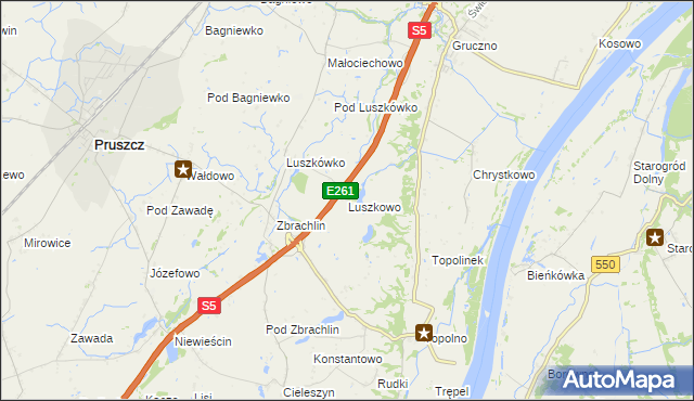 mapa Luszkowo, Luszkowo na mapie Targeo