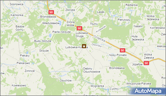 mapa Lutkówka gmina Mszczonów, Lutkówka gmina Mszczonów na mapie Targeo