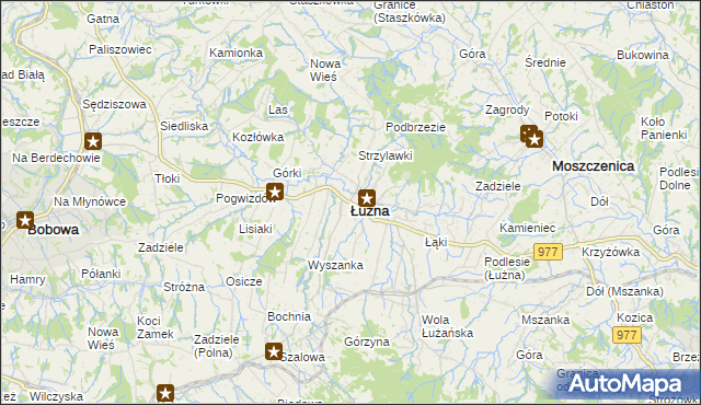 mapa Łużna, Łużna na mapie Targeo