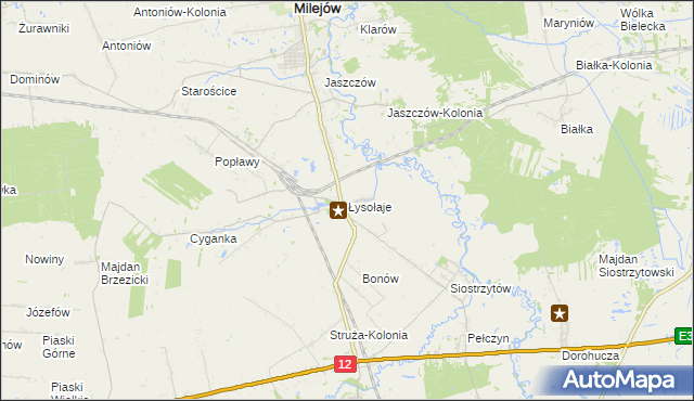 mapa Łysołaje, Łysołaje na mapie Targeo