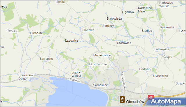 mapa Maciejowice gmina Otmuchów, Maciejowice gmina Otmuchów na mapie Targeo